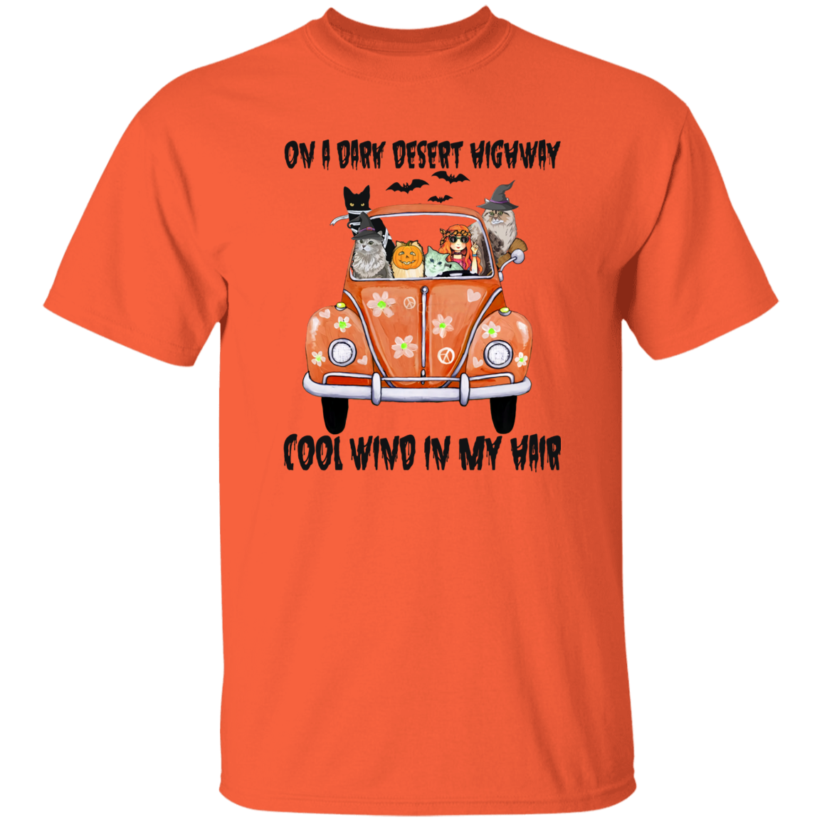 Cool Wind In My Hair Hippie Girl And Cats  Halloween Hippie T-Shirt