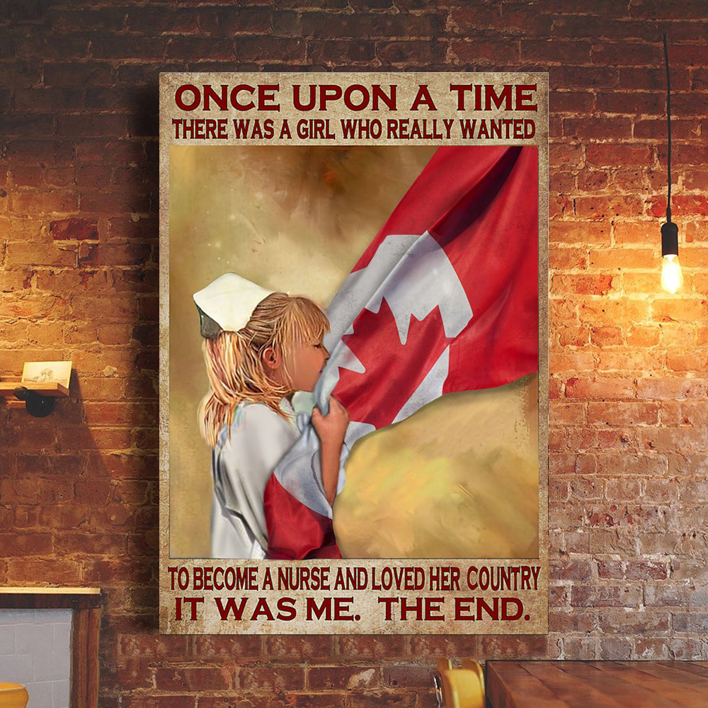 Canada Flag Once Upon A Time Vintage Poster Patriotic Nurse Canadiana Gift For Her