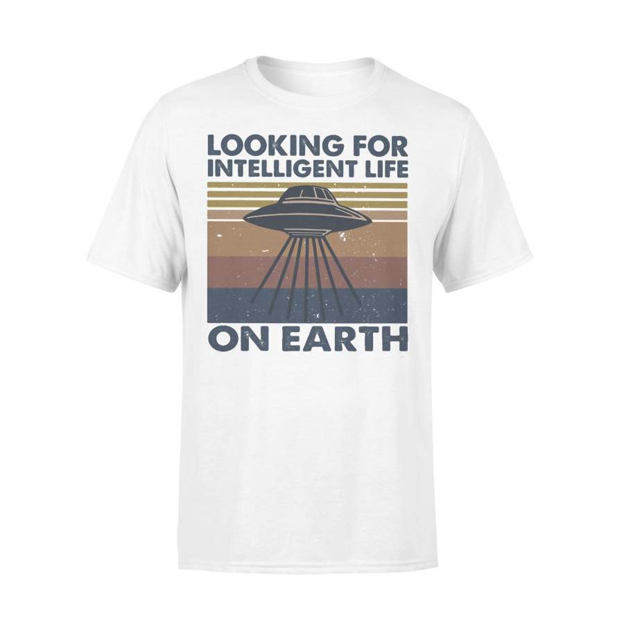 Looking For Intelligent Life On Earth Ufo Vintage Retro T-shirt