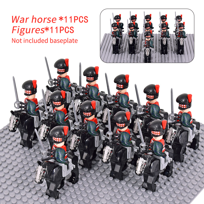 WW2 Military French Dragoon British Soldiers Cavalry Knights Figures Army Scottish Fuisiler Building Blocks Weapons Brick Toys alx
