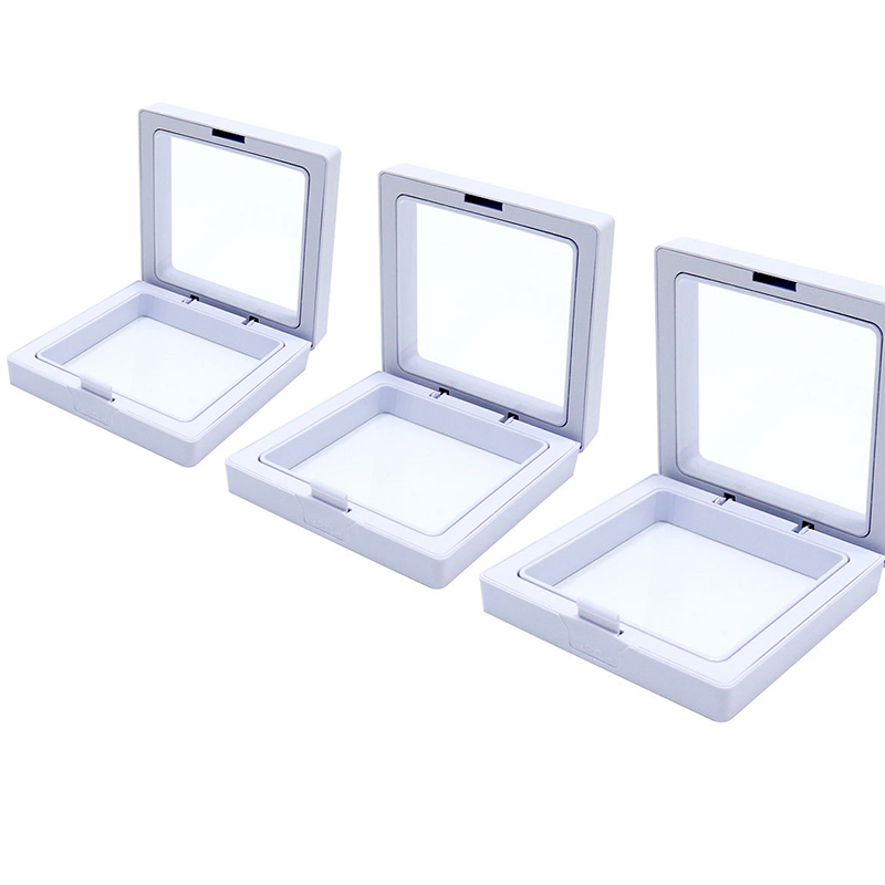 10pcs/lot Transparent Jewelry Display Box Case Ring Necklace Bracelet Organized 3D Floating Square Frame Storage Collection alx