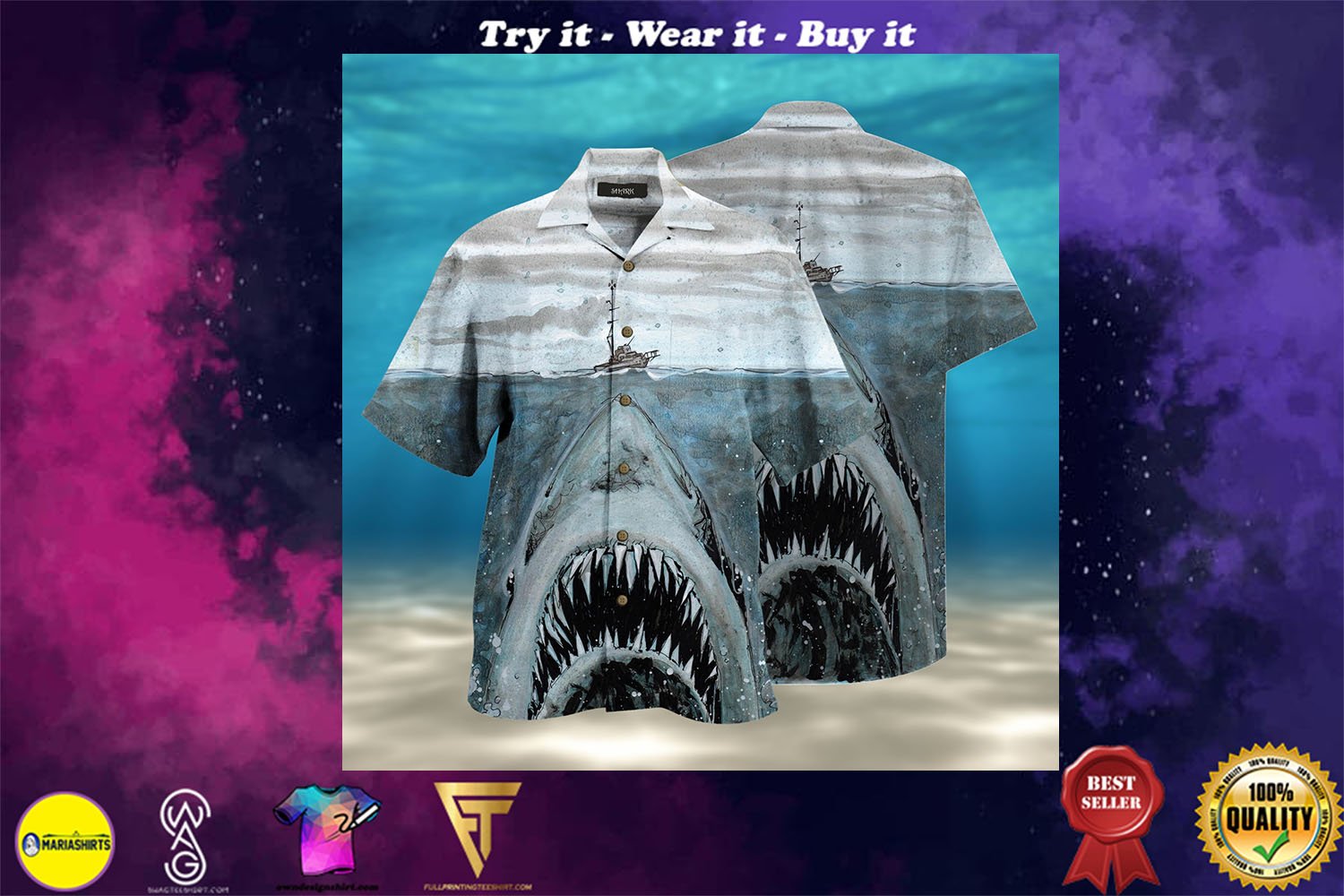 Beach Shirt Let Shark Kiss You Full Printing Hawaiian Shirt – Hot Item