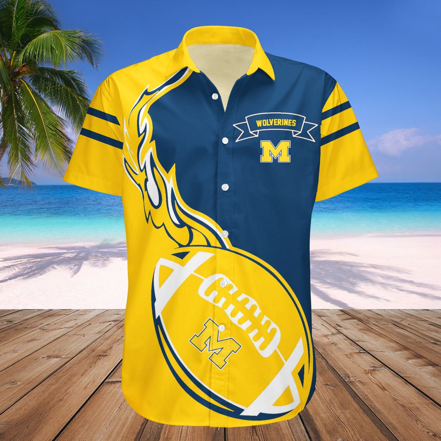 Michigan Wolverines Hawaii Shirt Flame Ball – NCCA