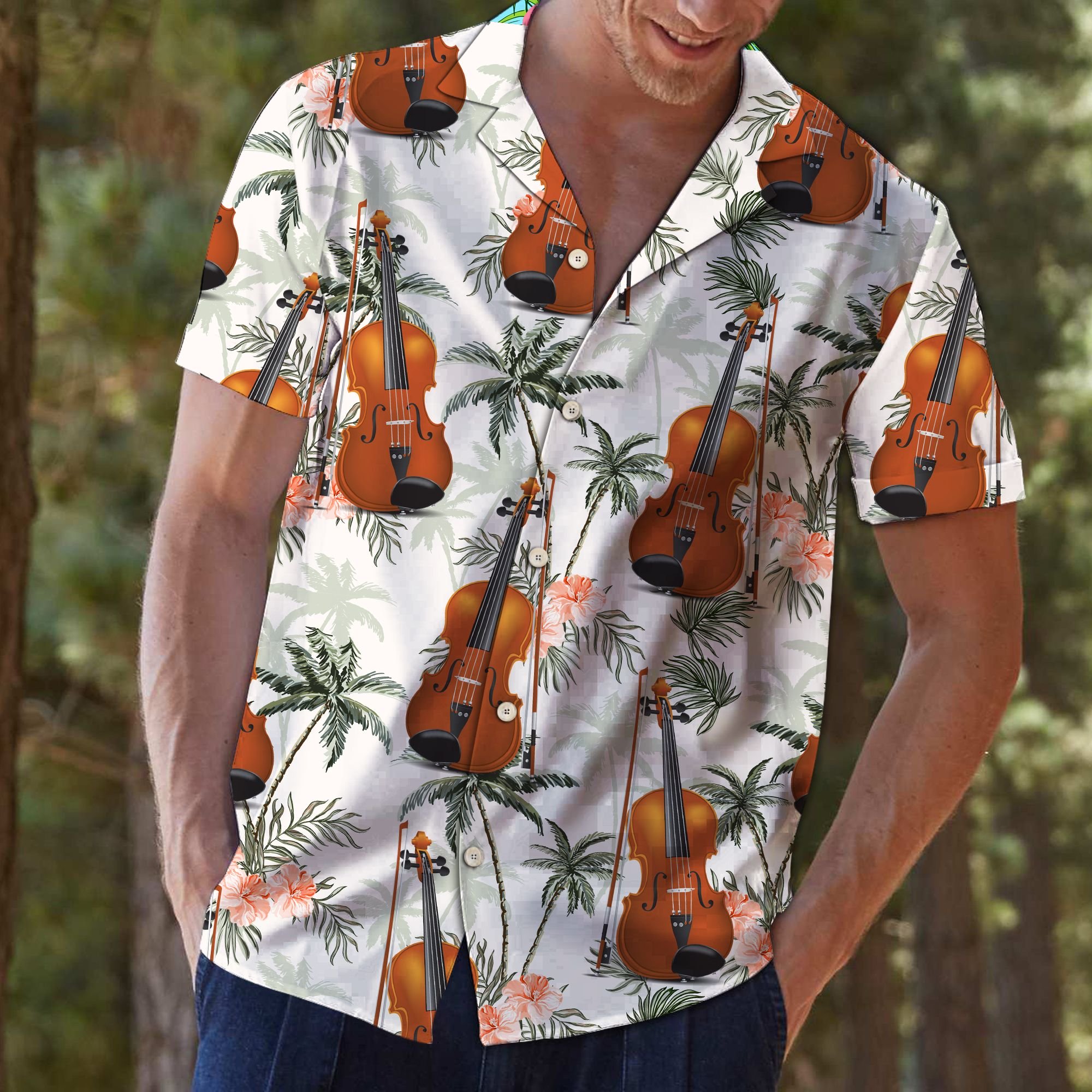 Aloha Shirt Mother’s day Father’s day unique gift ideas for mom & dad from daughter & son kids, meaningful birthday presents –  Violin Tropical Vintage T0707 – Hawaii Shirt