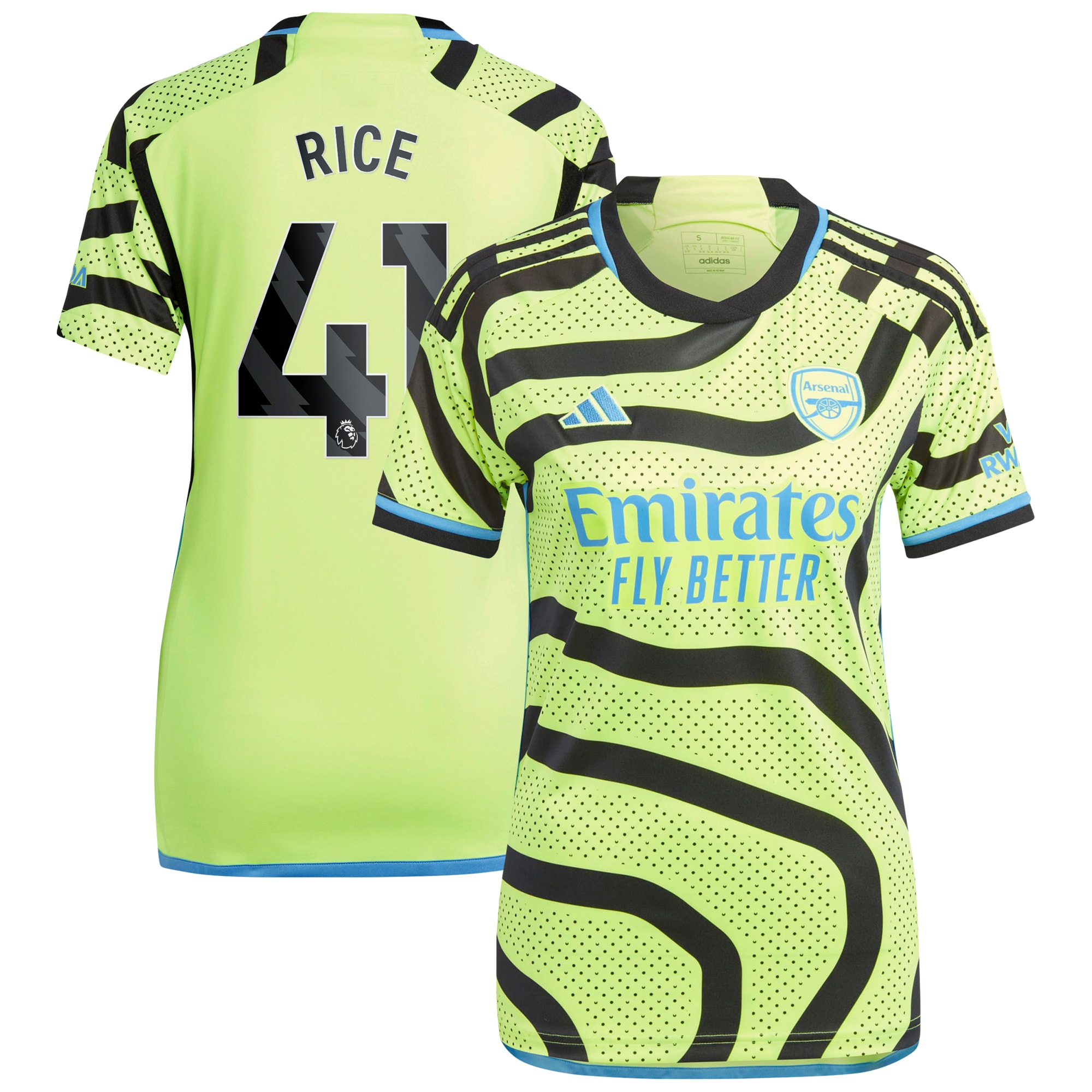 Declan Rice Arsenal Women's 2023/24 Away Replica Player Jersey – Yellow