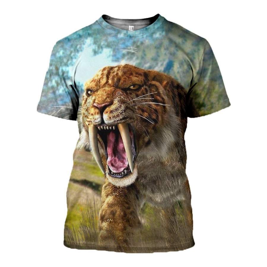 3D All Over Printed Smilodon Tiger T-shirt Hoodie SAGL130402