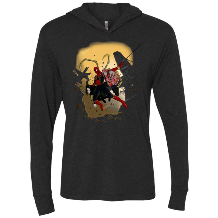 The Infinity Spiderman Triblend Long Sleeve Hoodie Tee