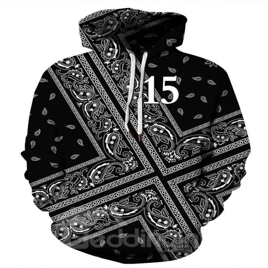 Lightweight Athletic Pullover Kangaroo Pocket 3D Painted Hoodie