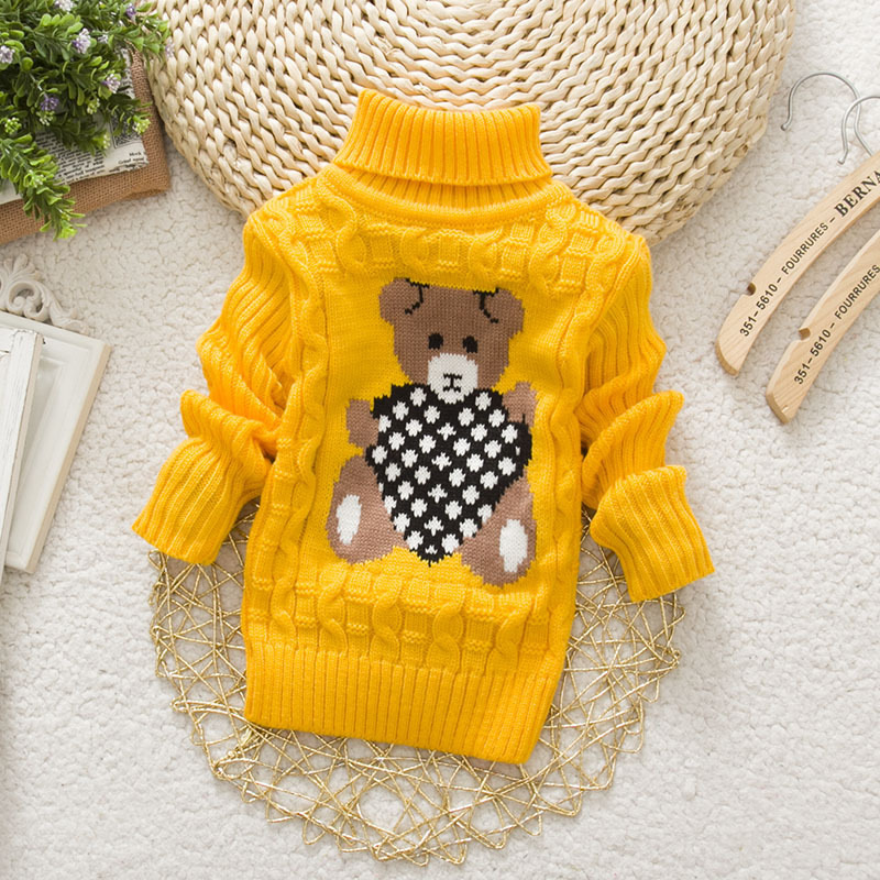 2021 Baby Girl Boy Sweaters Autumn Winter Children Cartoon Jumper Knitted Pullover Turtleneck Warm Outerwear Kid Casual Clothing alx