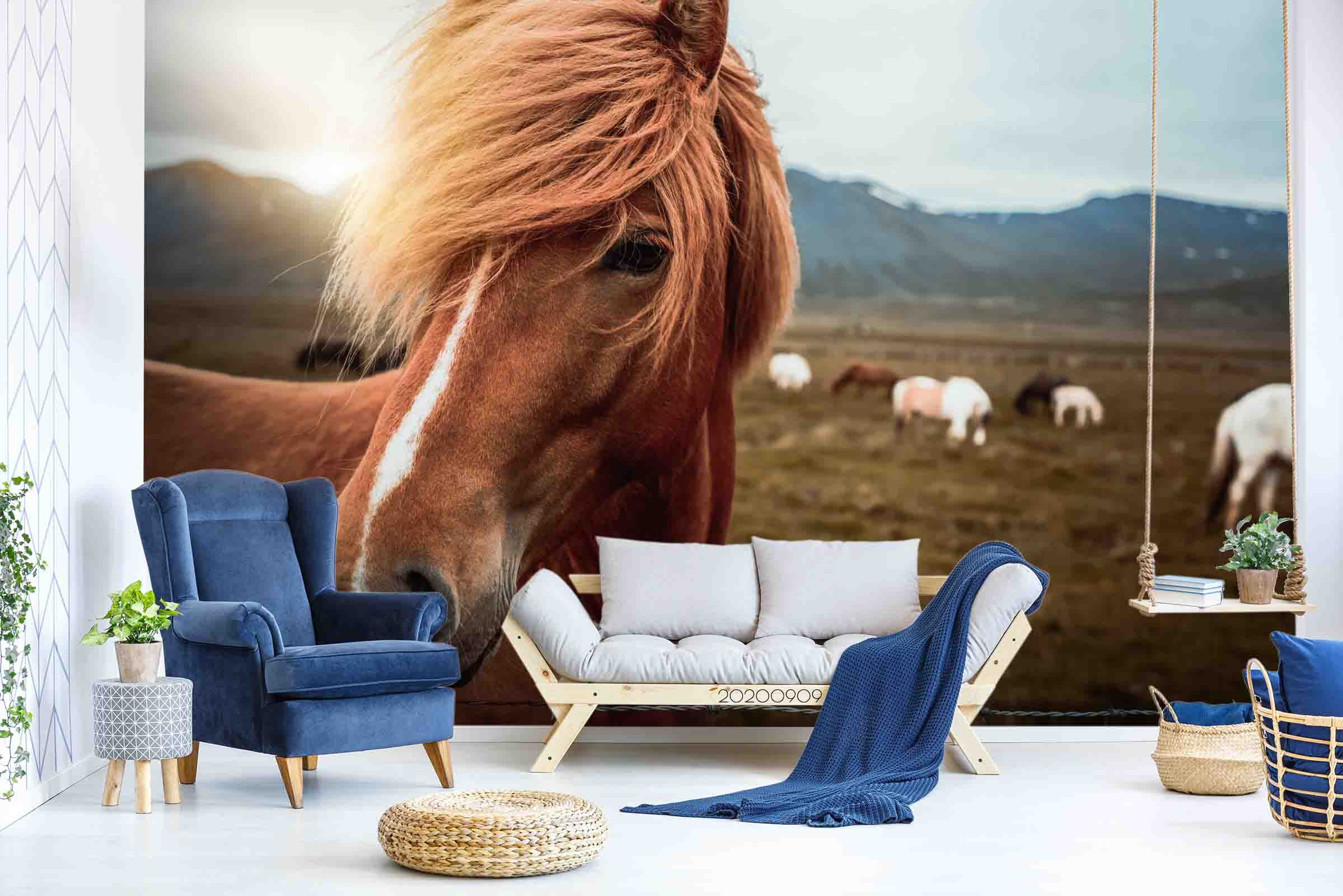 3D Mountain Grassland Horse Animal Wall Mural Wallpaper Lxl 386