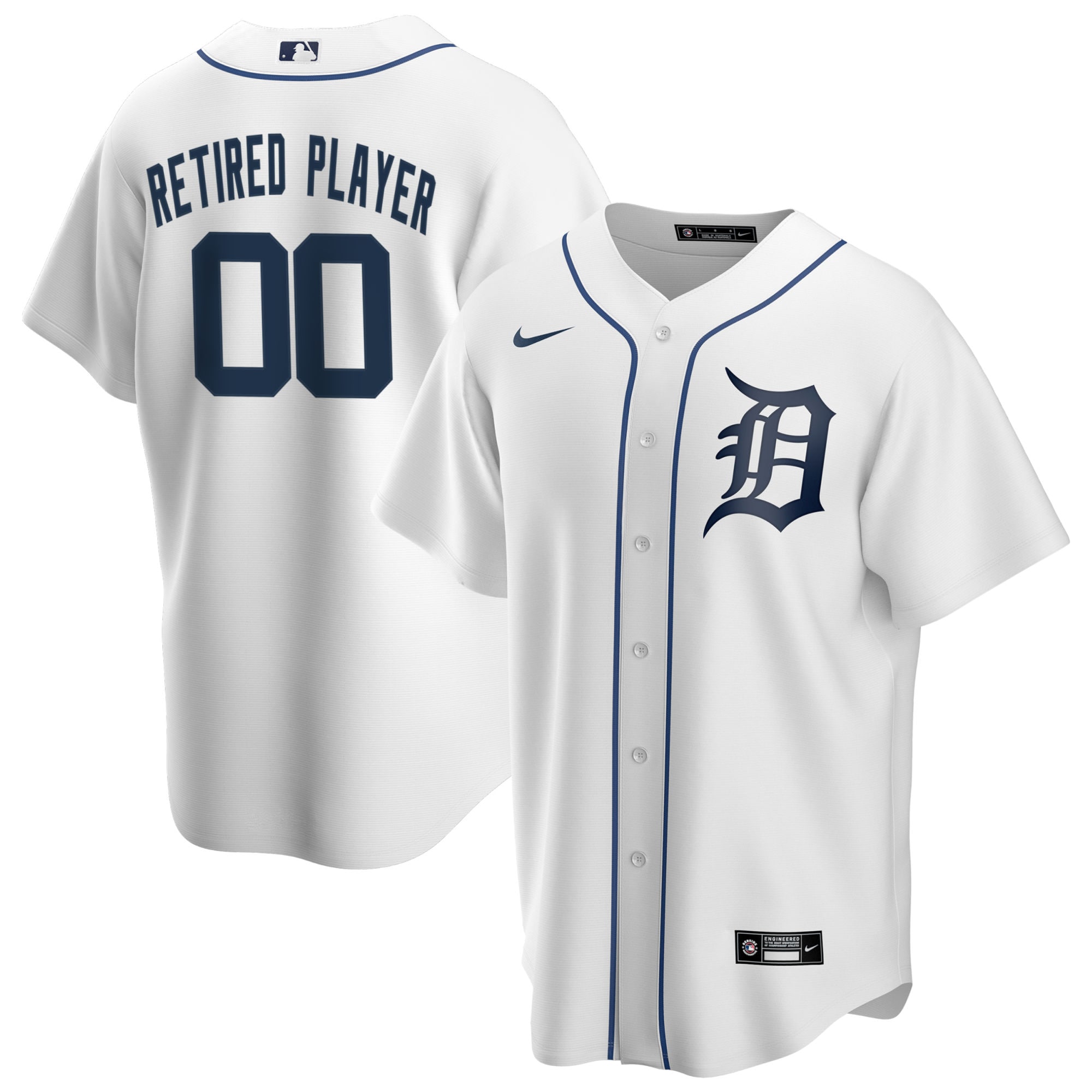 Men’s Detroit Tigers White Home Pick-A-Player Retired Roster Jersey