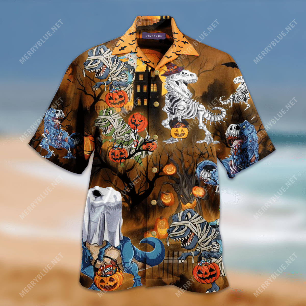 Amazing Halloween With Dinosaur Unisex Hawaiian Shirt