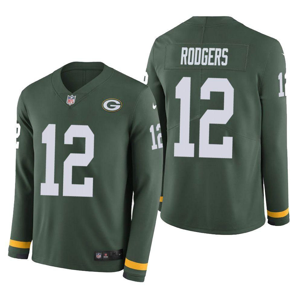 Green Bay Packers Aaron Rodgers Therma Long Sleeve Jersey Green