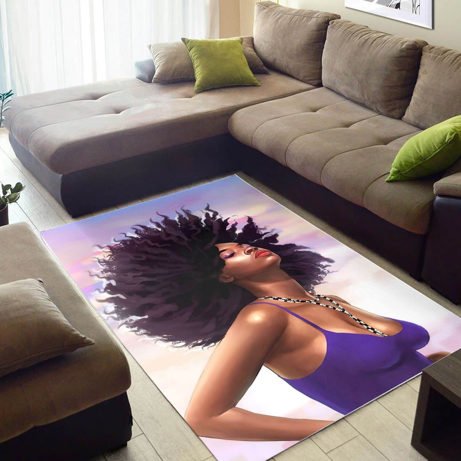 African American Rugs Pretty Melanin Girl Carpet African Design Afrocentric Home Decor WBG35258