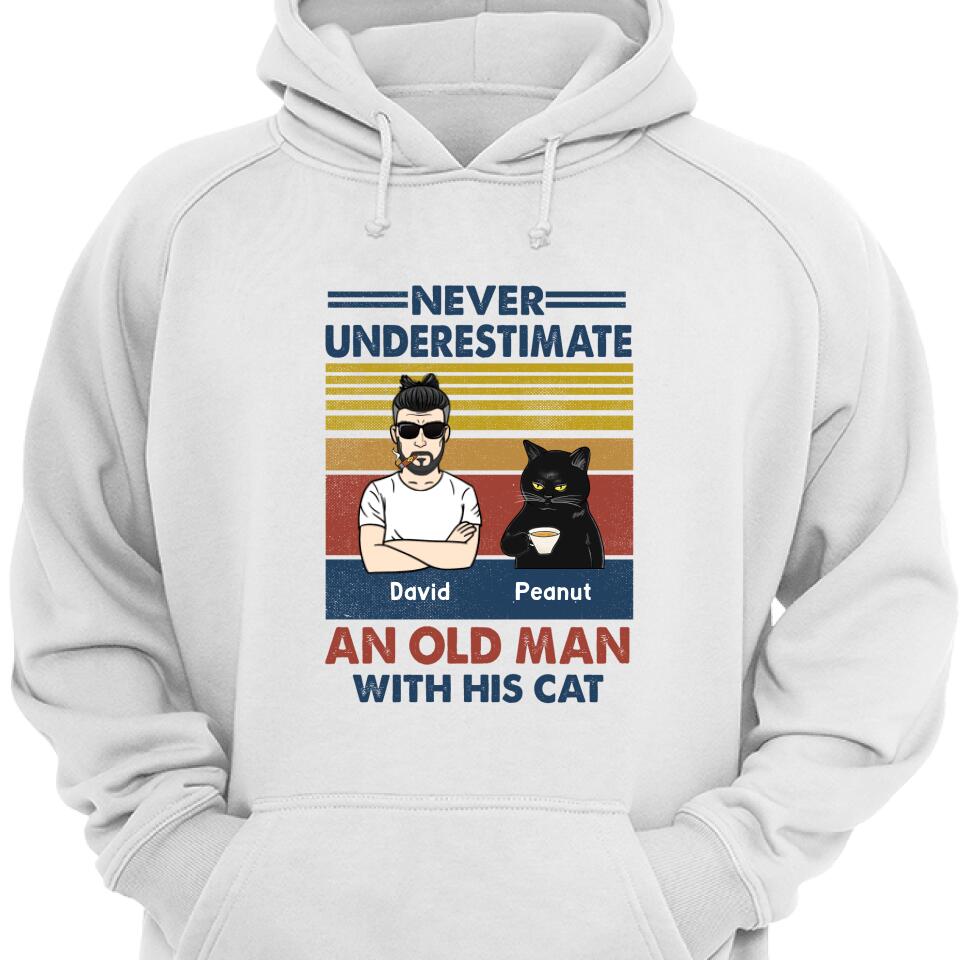 Personalized Never Underestimate An Old Man With His Cat Hoodie – Trending Personalized