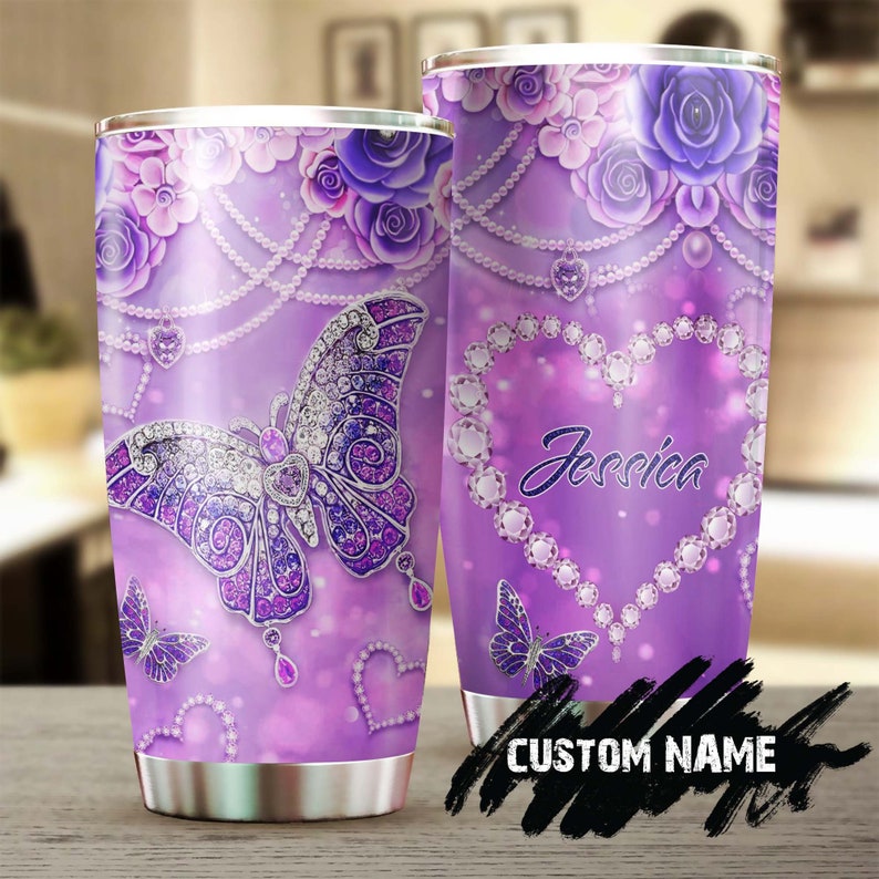 Butterfly Fibromyalgia Awareness Jewelry Style Personalized Tumbler-Birthday Gift Christmas Gift For Butterfly Lover For Her