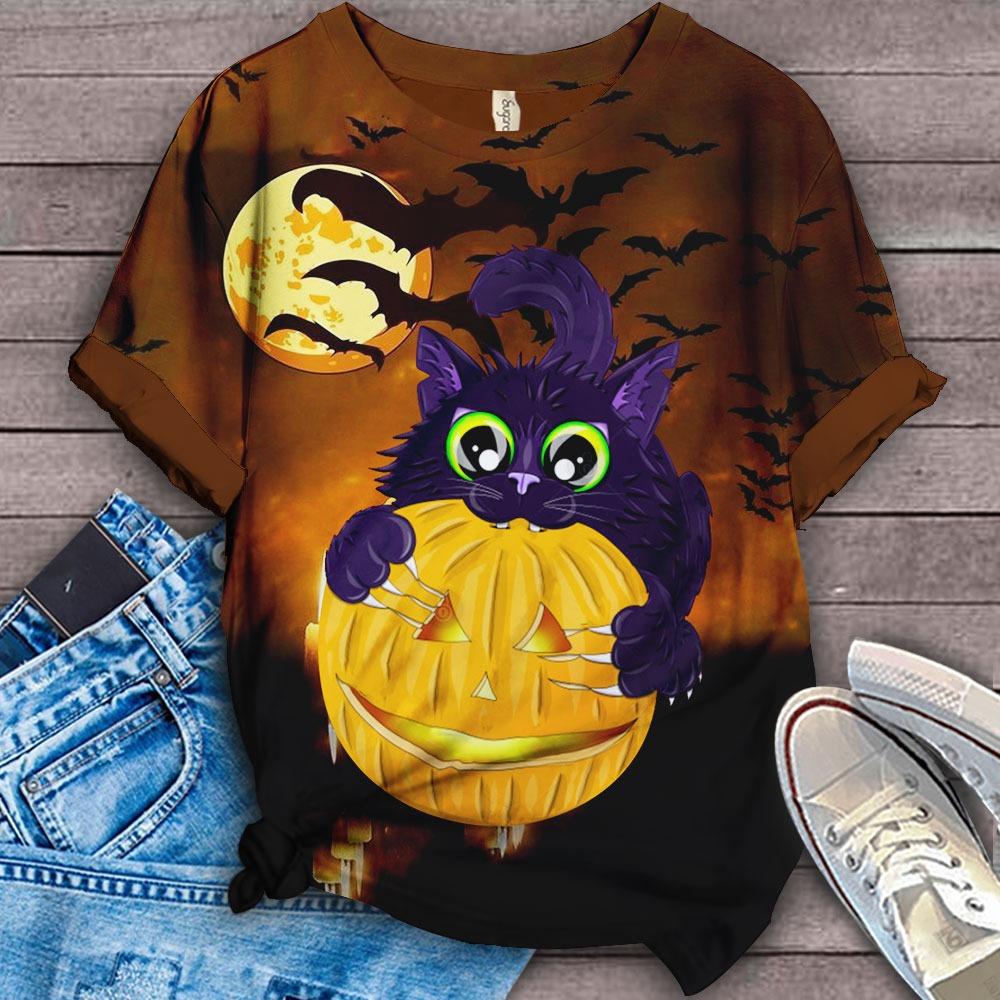 Unisex Cat Shirt  Brown Halloween Cat 3D T-Shirt 23