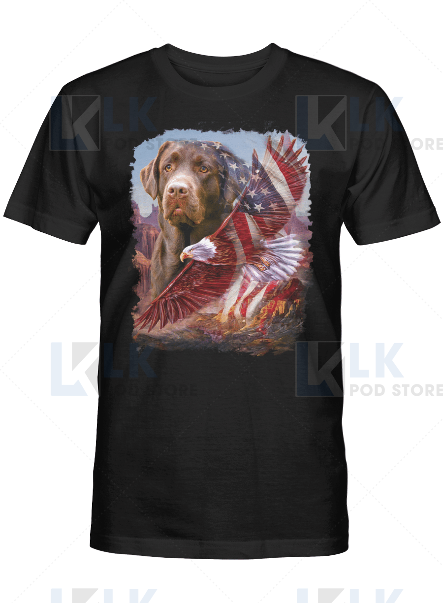 Labrador Chocolate – Shirt American Patriot [Id3-B]