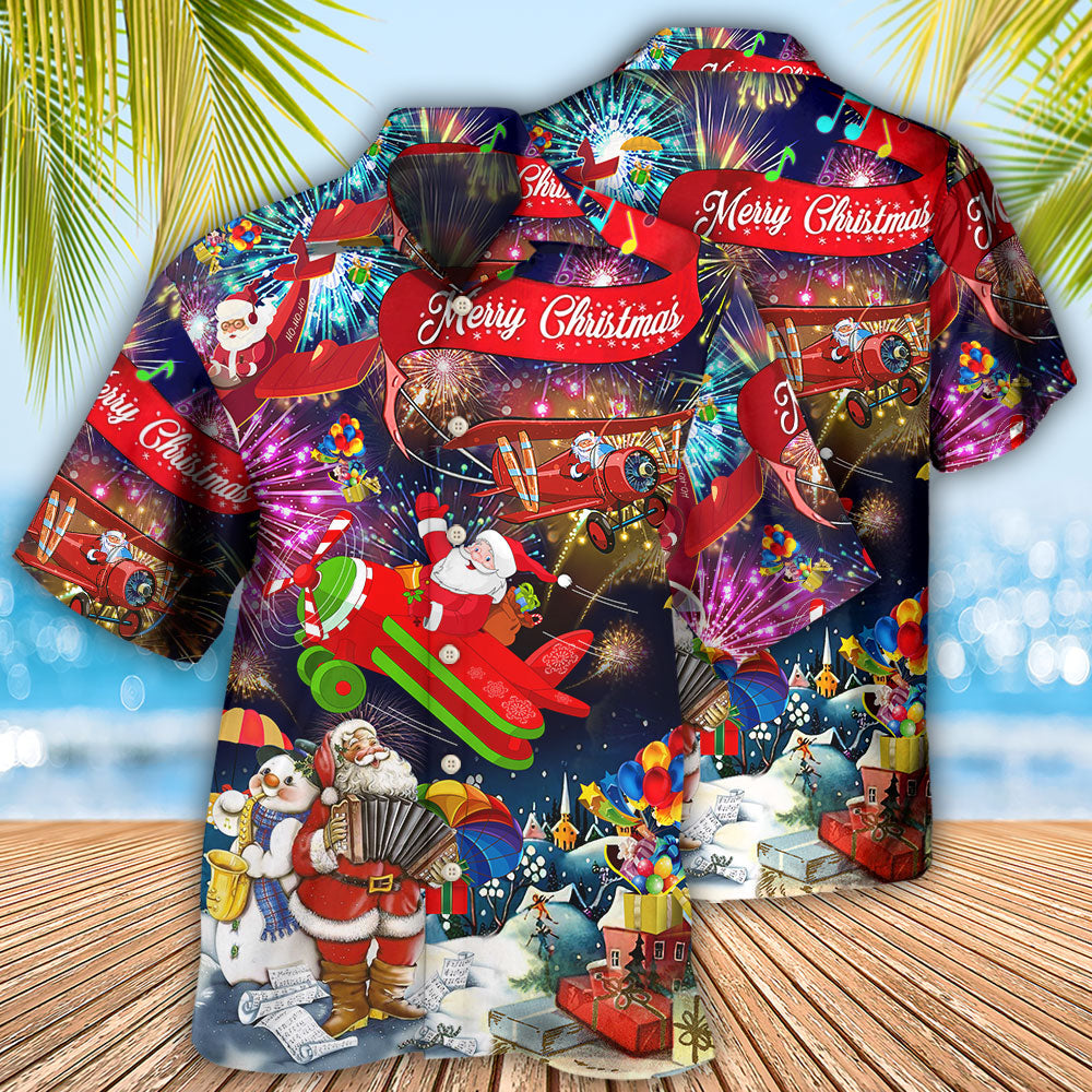 Christmas Spreading Plane With Santa Claus - Hawaiian Shirt - Owl Ohh ...