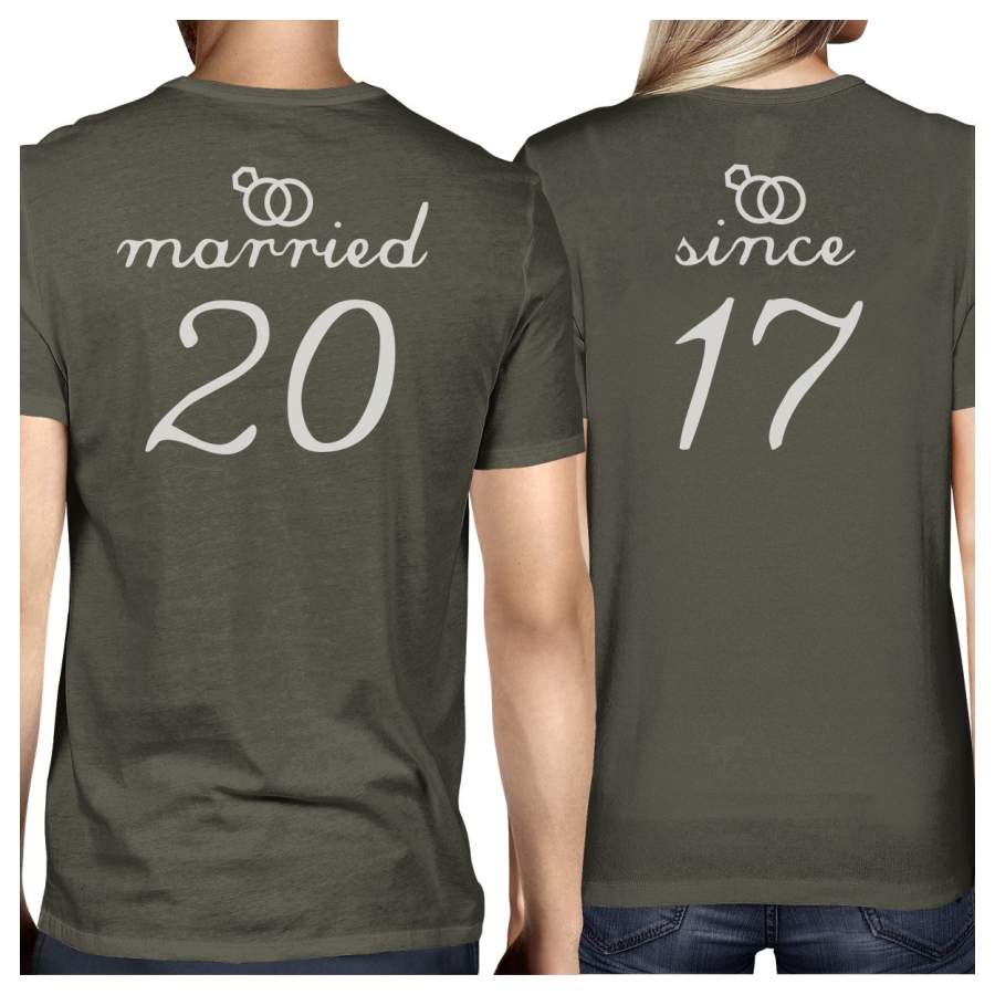 Married Since Custom Matching Couple Dark Grey Shirts