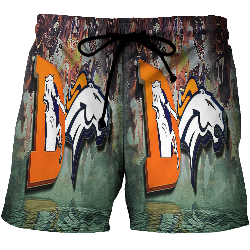 Denver Broncos Emblem V32 3D All Over Print Summer Beach Hawaiian Short