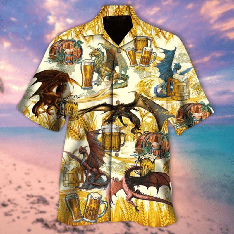 Vintage Hawaii Aloha Shirts Dragons Drinking Beer Dh Ha9451