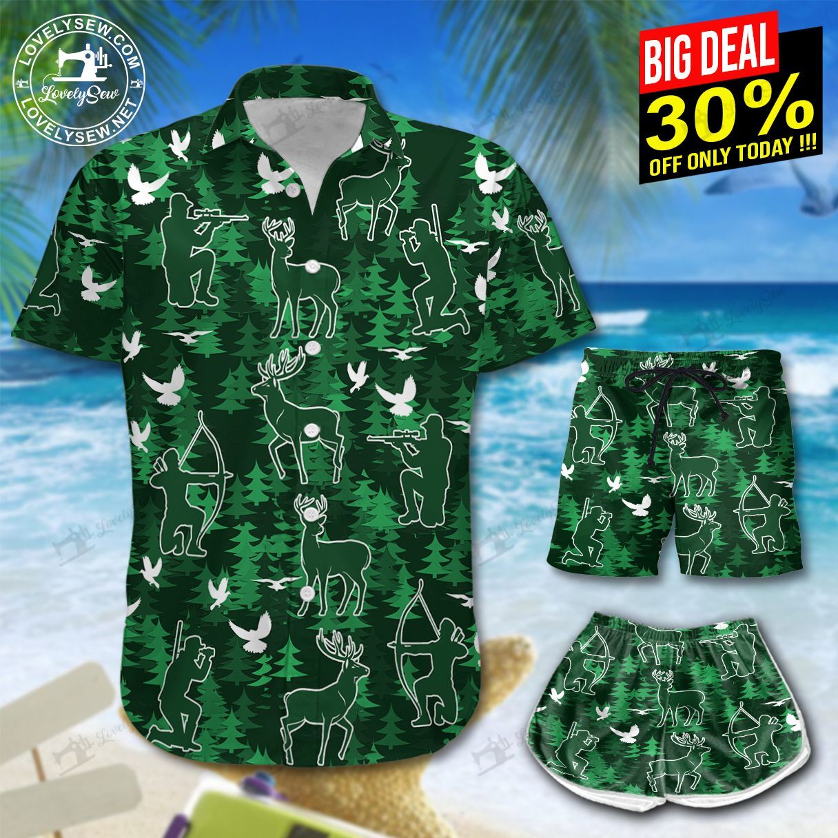 Deer Hunting In The Forest Hawaiian Shirt Shorts Ha23157