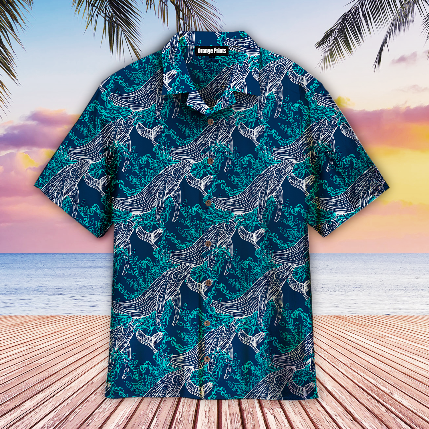 Whale Marine Seaweeds Vintage Hawaiian Shirt – For Men And Women