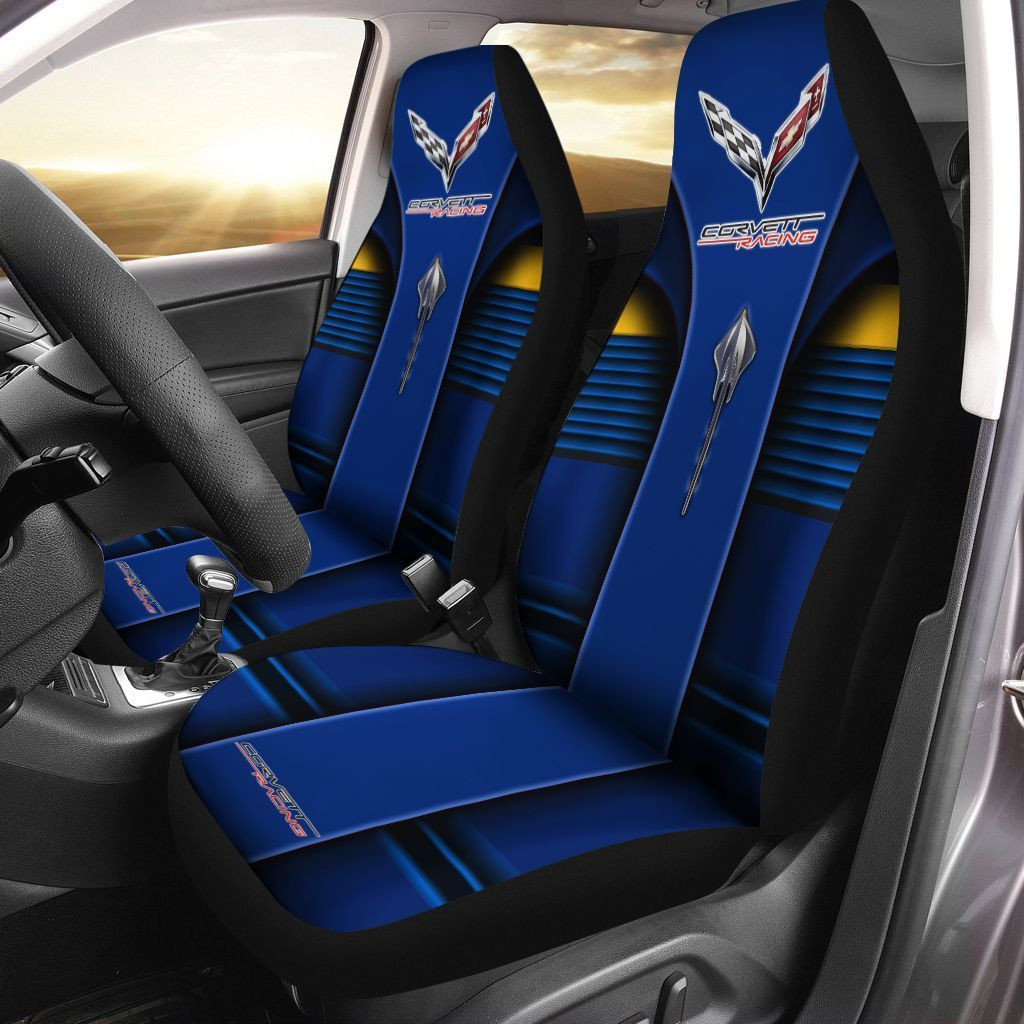 Chevrolet Corvette Car Seat Cover (Set Of 2) Ver 8 (Blue)