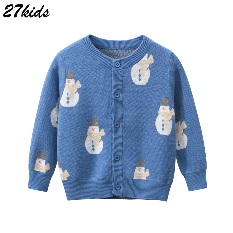 27kids Boys Baby Cardigan Giraffe Knitted Sweater Kids Winter Clothes Children’s Knitwear Sweaters Outerwear Pullovers 2-9 years alx