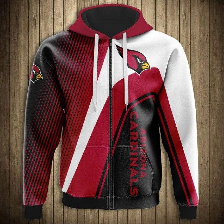 Arizona Cardinals Casual 3D Zipper Hoodie