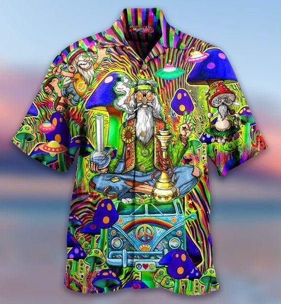 Hippie Old Man Blue Mushroom Hawaii Shirt Unisex Full Size Adult Colorful Ha4643