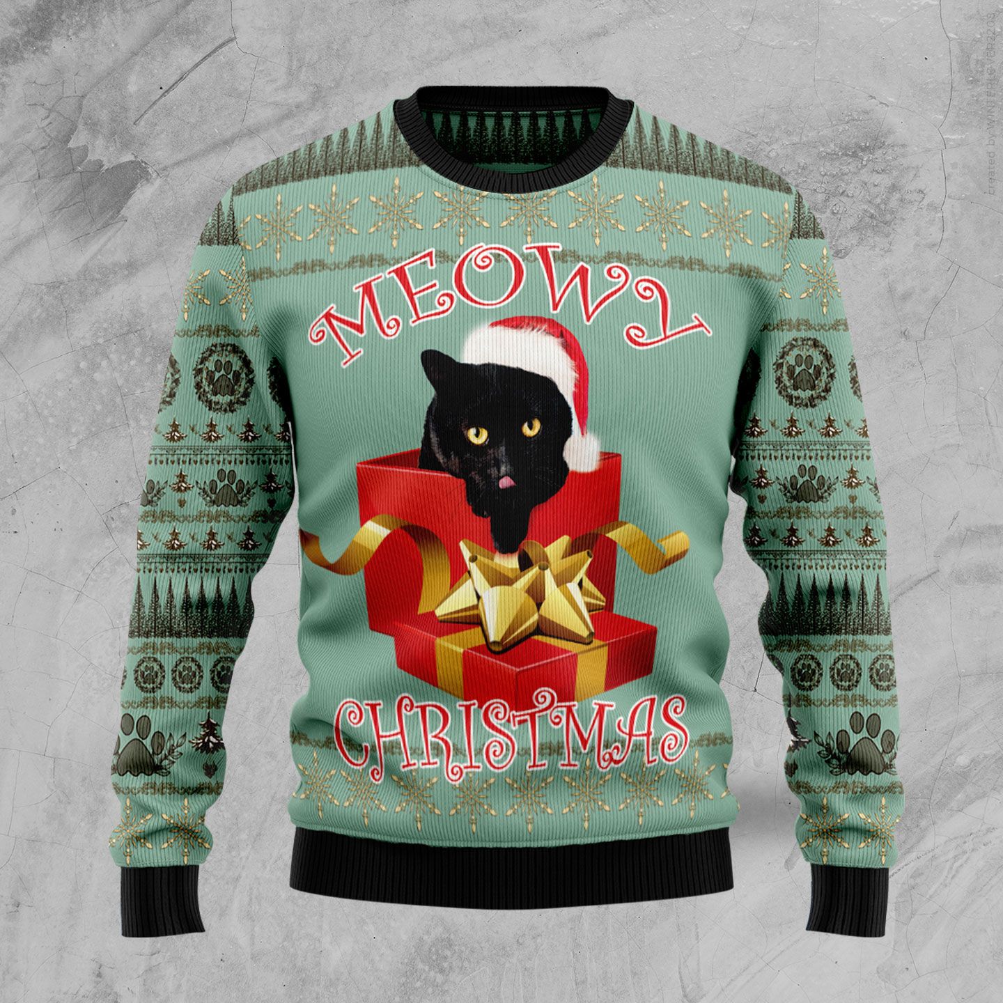 Black Cat Gift Ugly Christmas Sweater | For Men & Women | Adult | Us5174