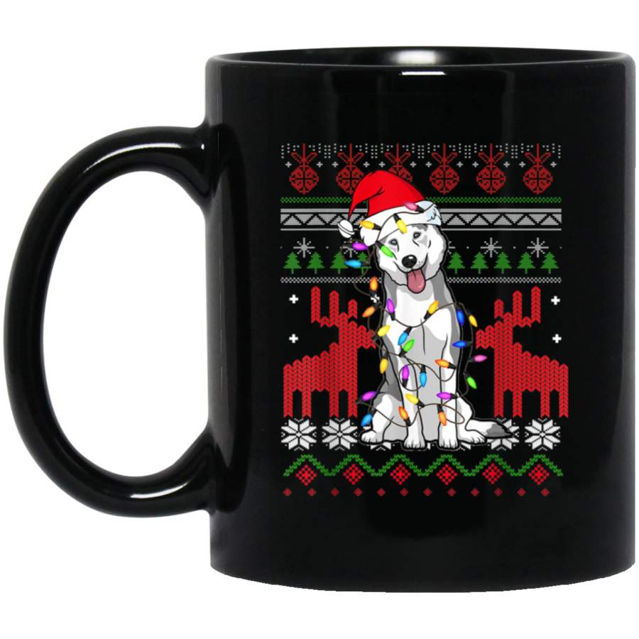 Siberian Husky Ugly Christmas Sweater Funny Holiday Dog Gift  11 oz 15 oz Mug Black