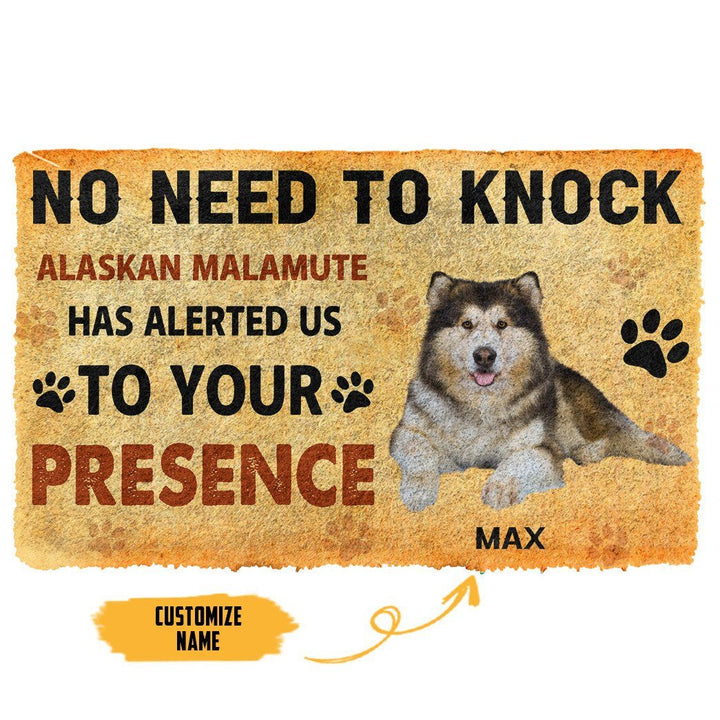 Waybackapparel No Need To Knock Alaskan Malamute Dog Custom Name 3D Doormat