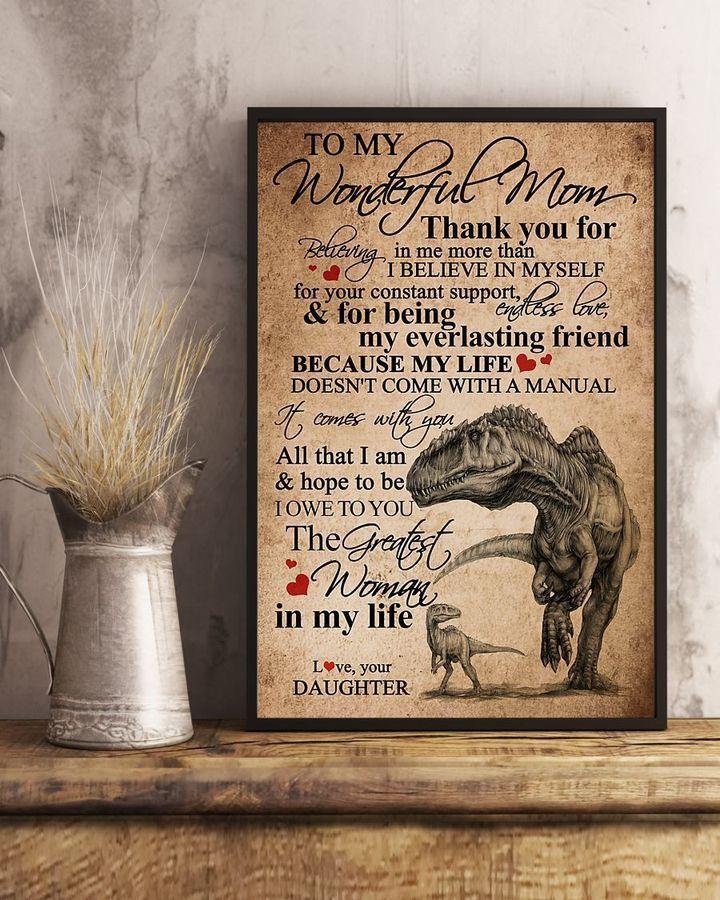 [Personalized Name] T Rex Believe In Myself Daughter Gift For Mom – Gift For Mother’S Day, Gift For Home Decor For Family – Matte Canvas