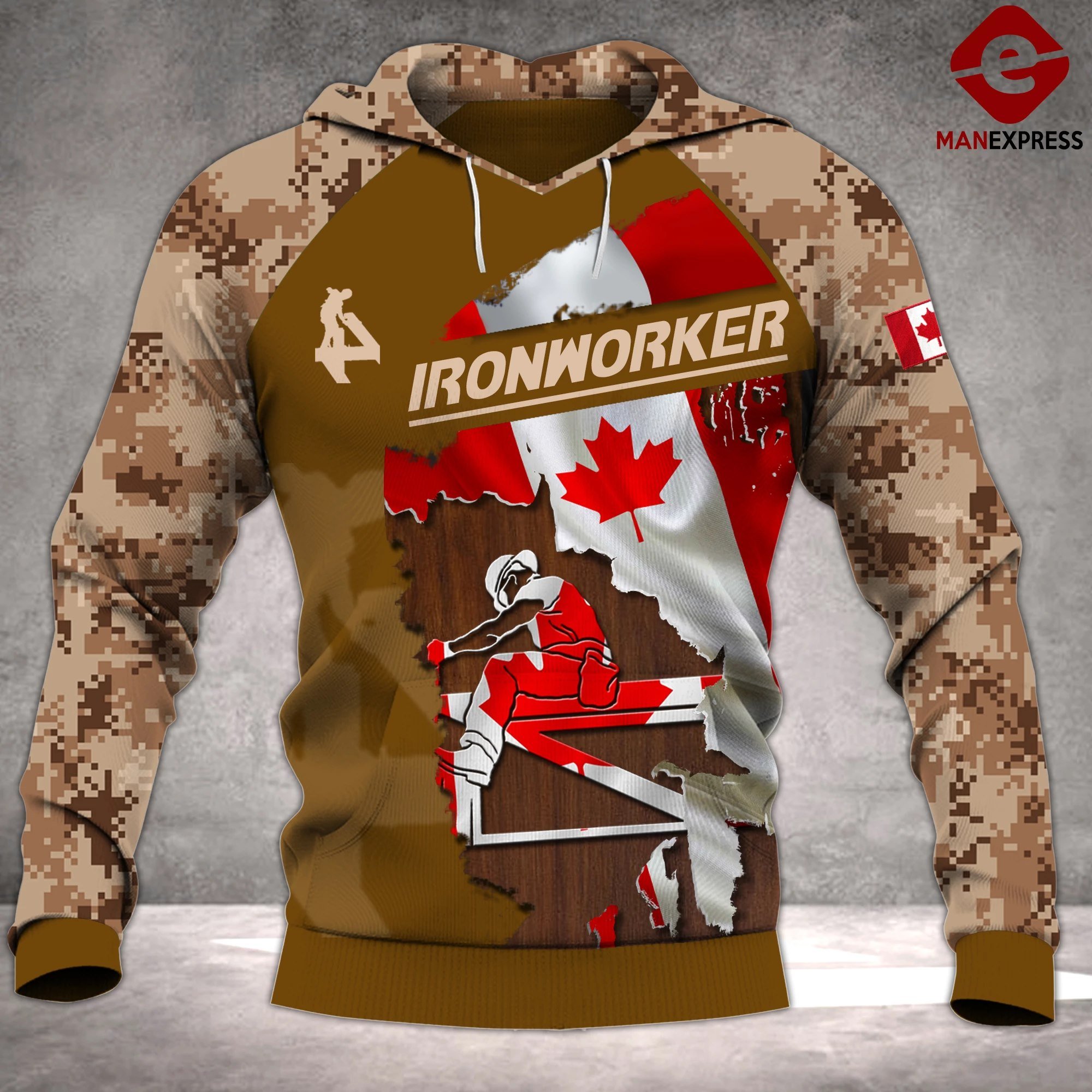 Ironworker Gift For Ironworker Lover Canada Flag Hoodie Hg