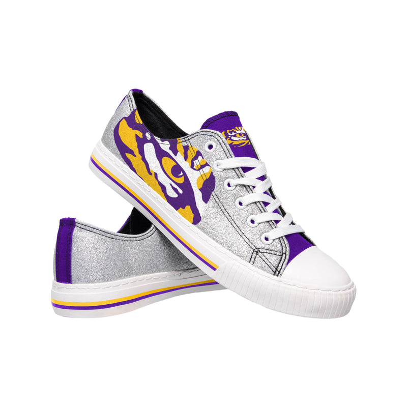 LSU Tigers NCAA Womens Glitter Low Top Canvas Shoes