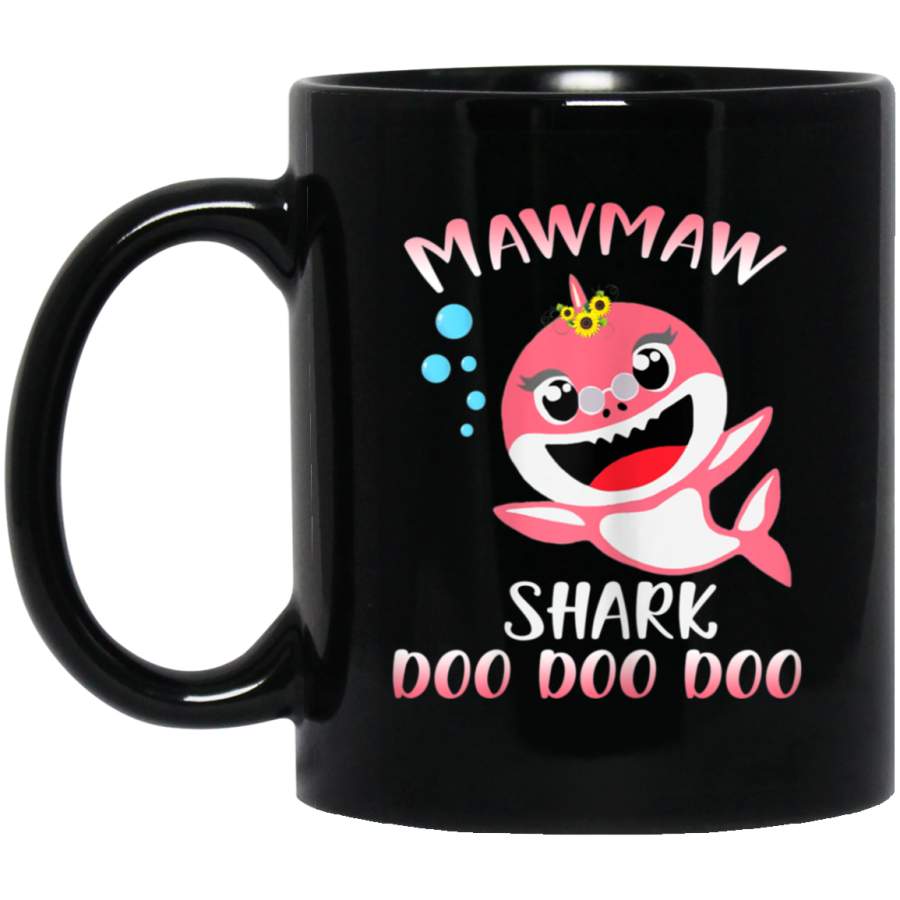 Womens Mawmaw Shark Doo Doo Matching Family Shark Black Mugs