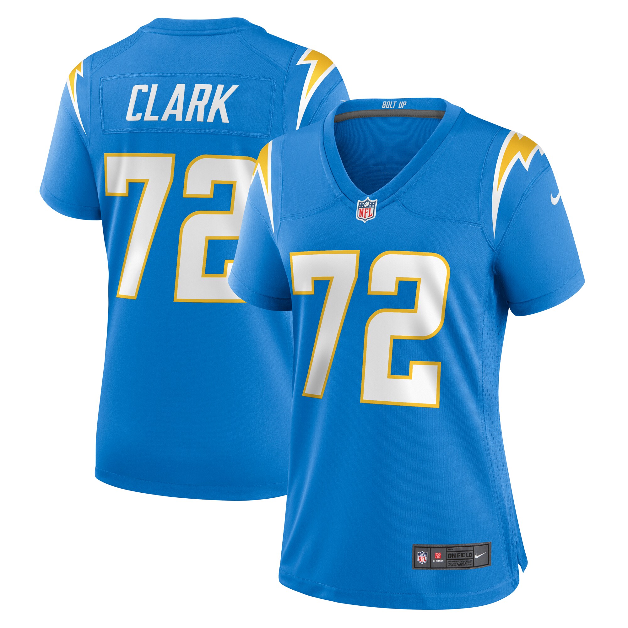 Jerrod Clark Los Angeles Chargers Women's Team Game Jersey – Powder Blue