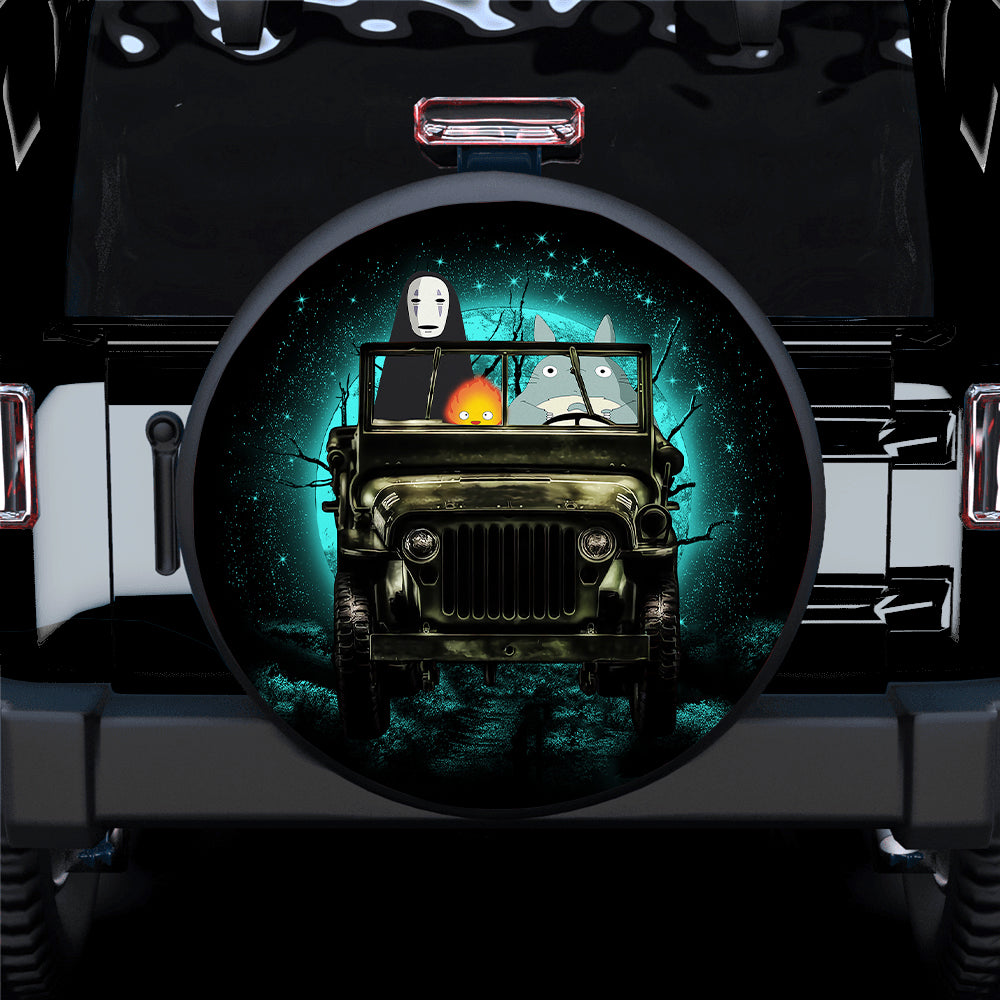 Totoro No Face Ghibli Ride Jeep Halloween Funny Anime Car Spare Tire Covers Gift For Campers