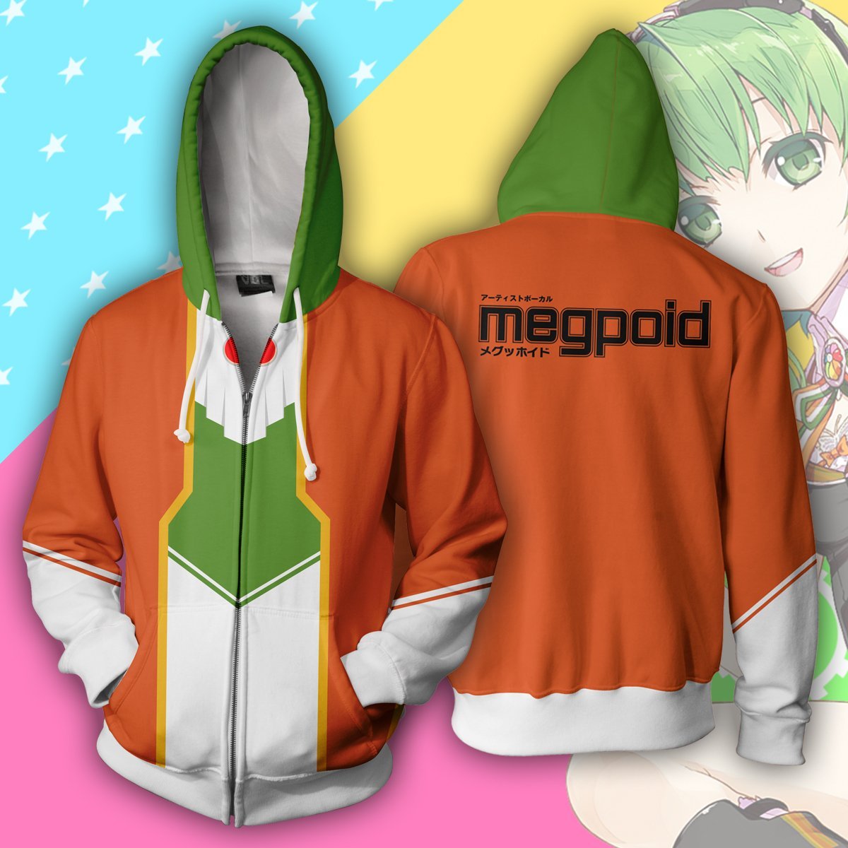 Vocaloid Gumi Hoodies – Zip Up Orange Hoodie