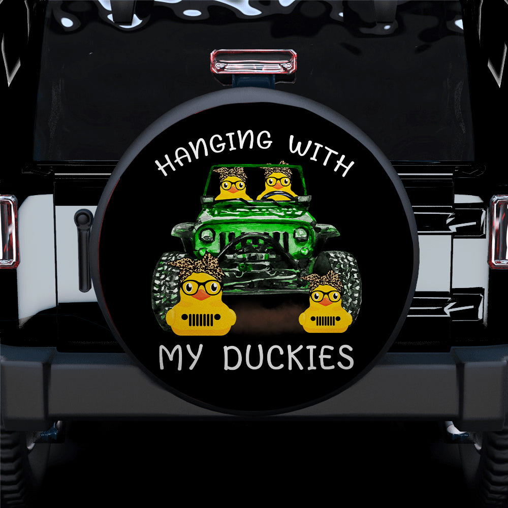 Hanging With My Duckies Green Jeep Car Spare Tire Covers Gift For Campers