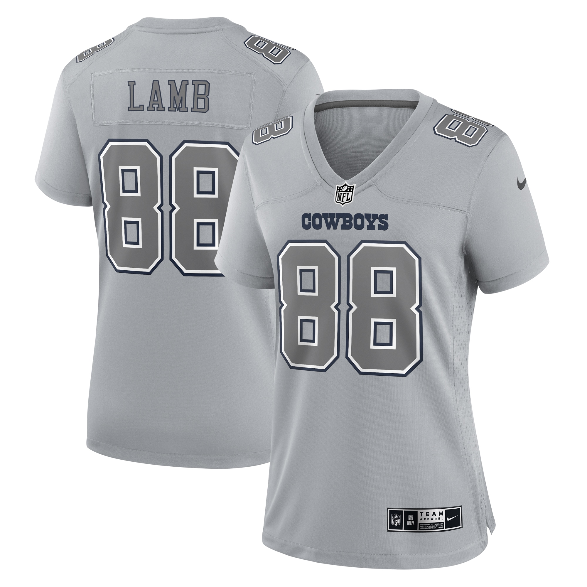 Women’s Dallas Cowboys CeeDee Lamb Gray Atmosphere Fashion Game Jersey