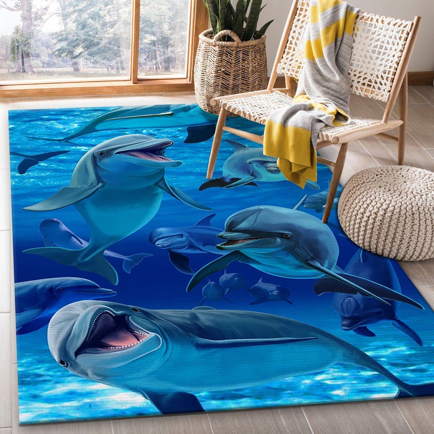 Dolphin Rug Modern Rugsrug All Over Print Logo Custom Area Rug Carpet Full Sizes Home Living Rug Carpet Decor