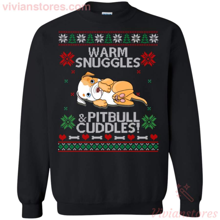 Warm Snuggles and Pitbull Cuddles Ugly Christmas Sweatshirt