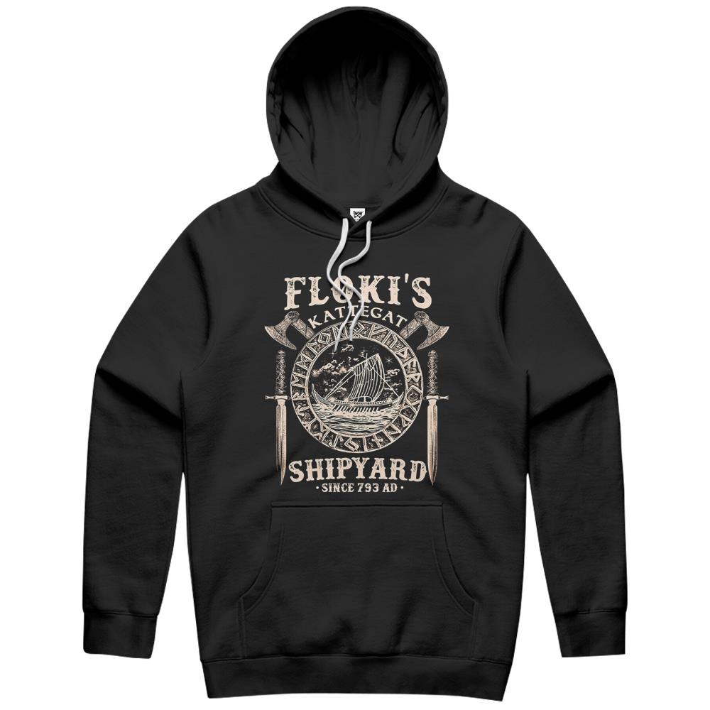 Flokis Shipyard Kattegat Viking Ship And Sword Hoodie