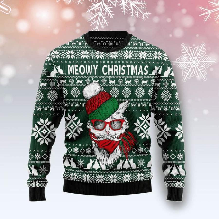 Meowy Cat Lover Ugly Christmas Sweatshirt #H