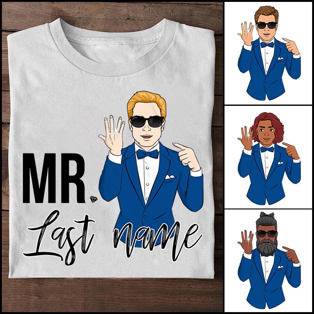 Persoanized Mr Last Name Shirt Mrs Engagement Shirt Funny Future Husband Shirt Gift For Husband