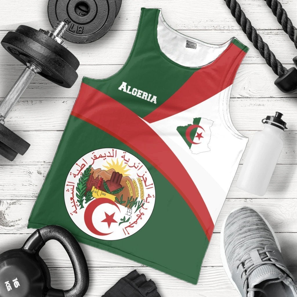 African Algeria Men’S Tank Top, Algeria Flag Maps Green